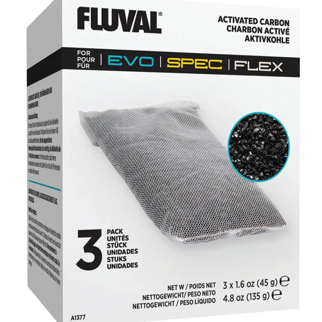 Fluval Aktivt Kul 3 stk i pakning til SPEC 3 og FLEX 34L eller 57L