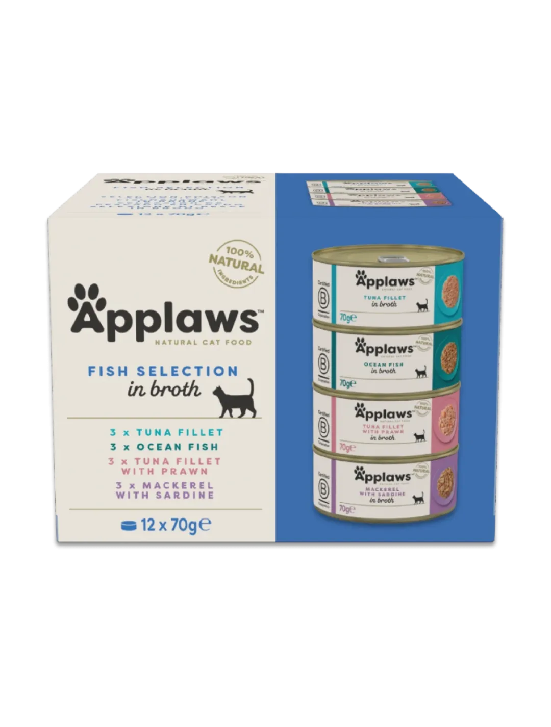 Applaws Hund & Katte mad Applaws Kattevådmad Fiskekasse sovs 12 x 70 g