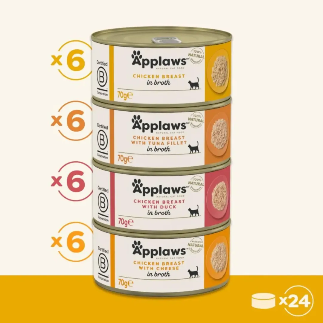 Applaws Hund & Katte mad Applaws kattevådmad Kylling Bouillon Multipack 24x70 g