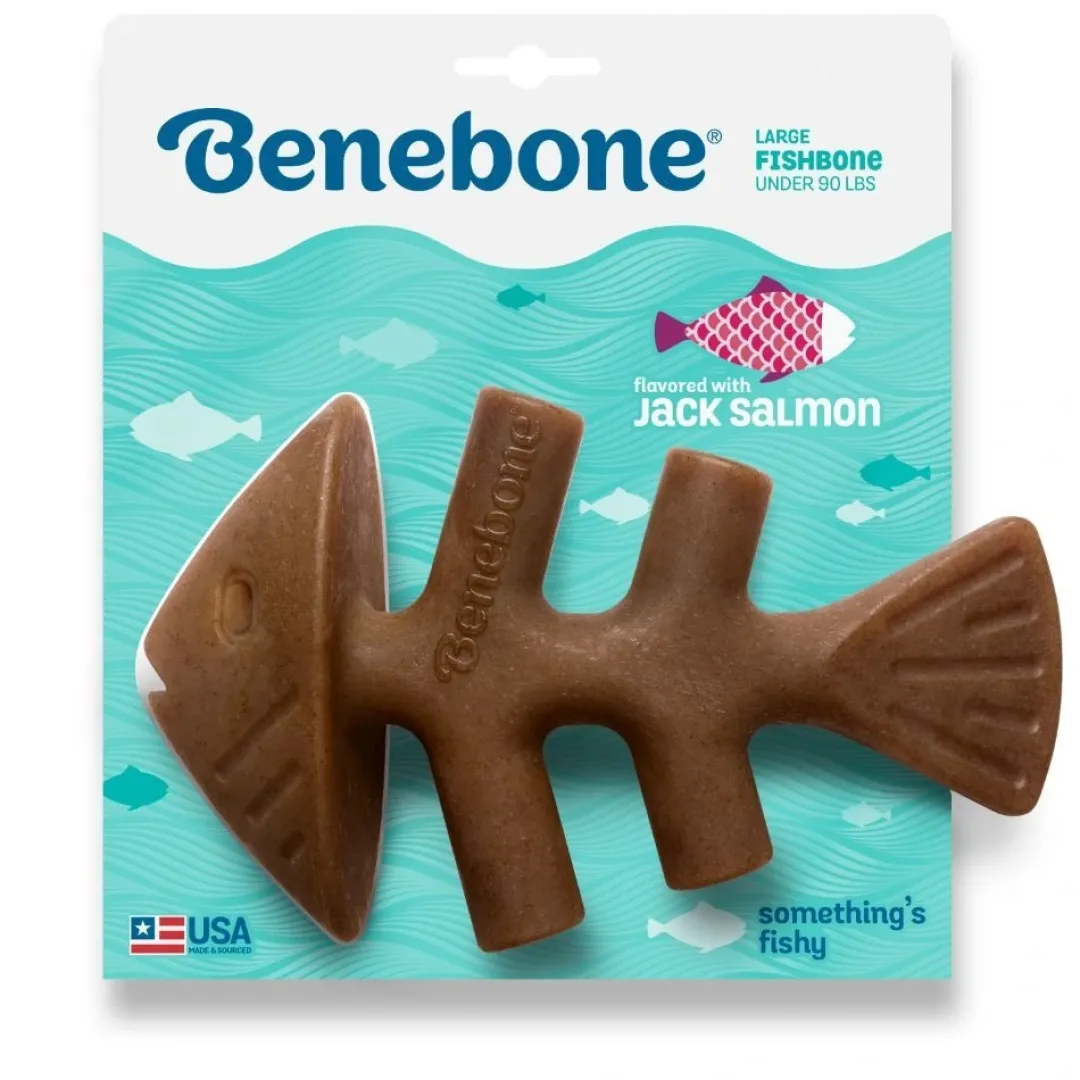 Benebone Fishbone Stor 21 cm - tyggeben med laksesmag