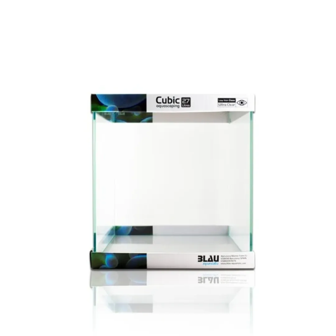 Blau - Aquaristic Blau Cubic Akvarium Aquascaping 27 L Optiwhite glas (30X30X30)