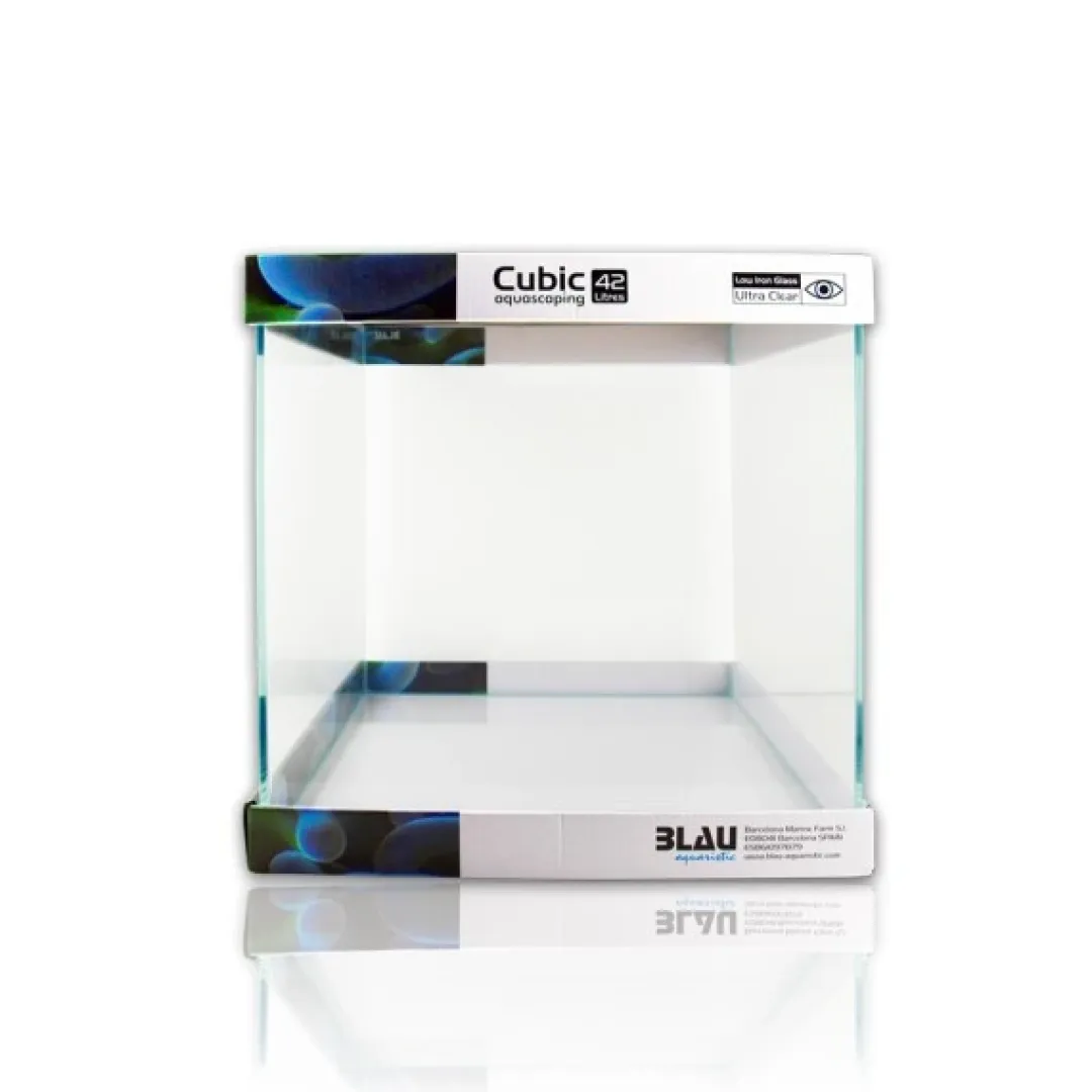 Blau - Aquaristic Blau Cubic Akvarium Aquascaping 42 L Optiwhite glas (35X35X35)