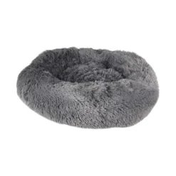 Flamingo Cushion Krems fluffy rund hundeseng small grå