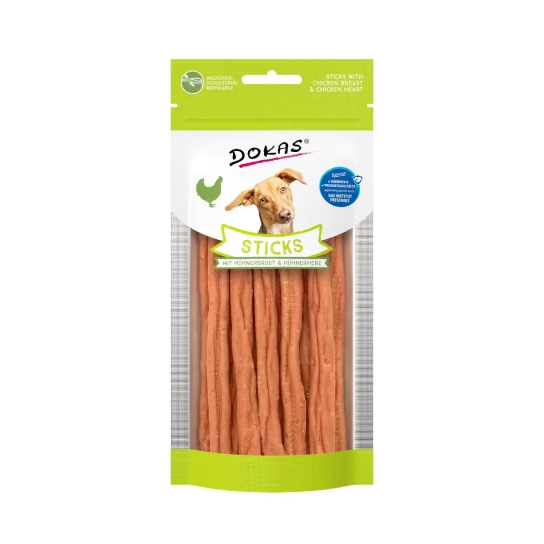 Dokas Premium Hunde og Kattesnacks Dokas Bløde hundesnacks med kyllingebryst og hjerte 60 g