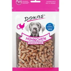 Dokas Premium Hunde og Kattesnacks Dokas Kylling med ris og sesam 70 g - sprøde hundesnacks