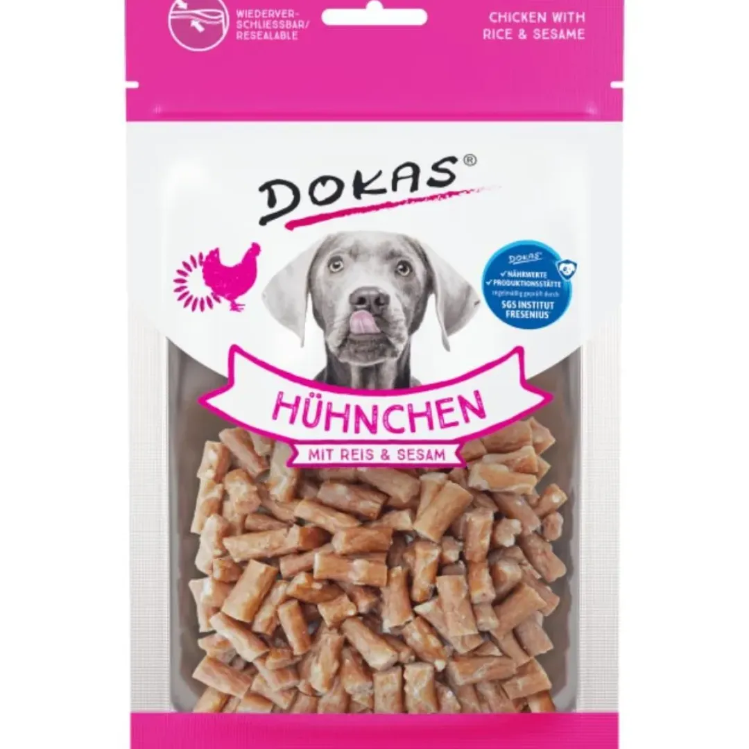 Dokas Premium Hunde og Kattesnacks Dokas Kylling med ris og sesam 70 g - sprøde hundesnacks