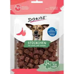 Dokas Premium Hunde og Kattesnacks Dokas Stykker med æble og banan 105 g - frugtige hundesnacks