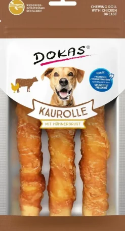 Dokas Premium Hunde og Kattesnacks Dokas Tyggerulle med kyllingebryst 150 g - sund tyggeven til hunde