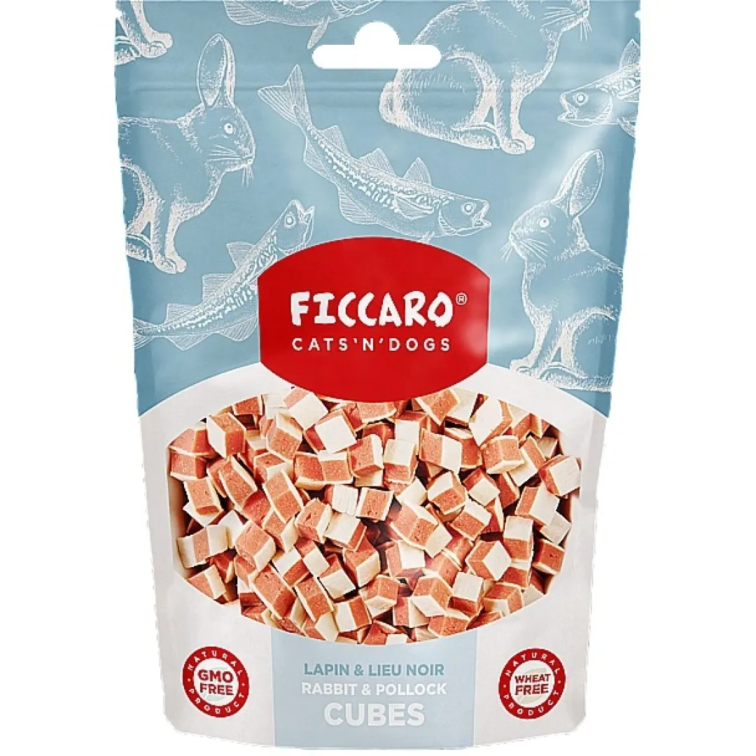 Ficcaro Katte og Hundesnack FICCARO Hundesnack Kanin & Sej Cubes - tern af kanin og sej 100 g