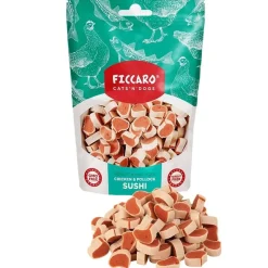 Ficcaro Katte og Hundesnack FICCARO Hundesnack Kylling og sej i sushi-form 100 g - lækre hundesnacks
