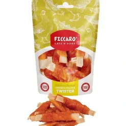 Ficcaro Katte og Hundesnack FICCARO Hundesnack Kylling & Sej Twister - kylling og sej i snoede sticks 100 g