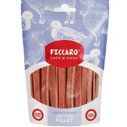 Ficcaro Katte og Hundesnack FICCARO Hundesnack Lam & And Fillet - lam og and i fileter 100 g