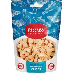 Ficcaro Katte og Hundesnack FICCARO Hundesnack Torsk & Kylling Cubes - lækre tern med fisk og kylling til hunde 100 g