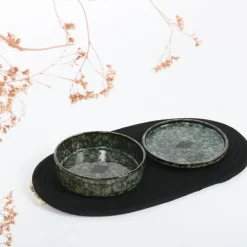 Europet Bernina International B.V. Flad Jasper Green Marble Ø 13 cm x 2 cm