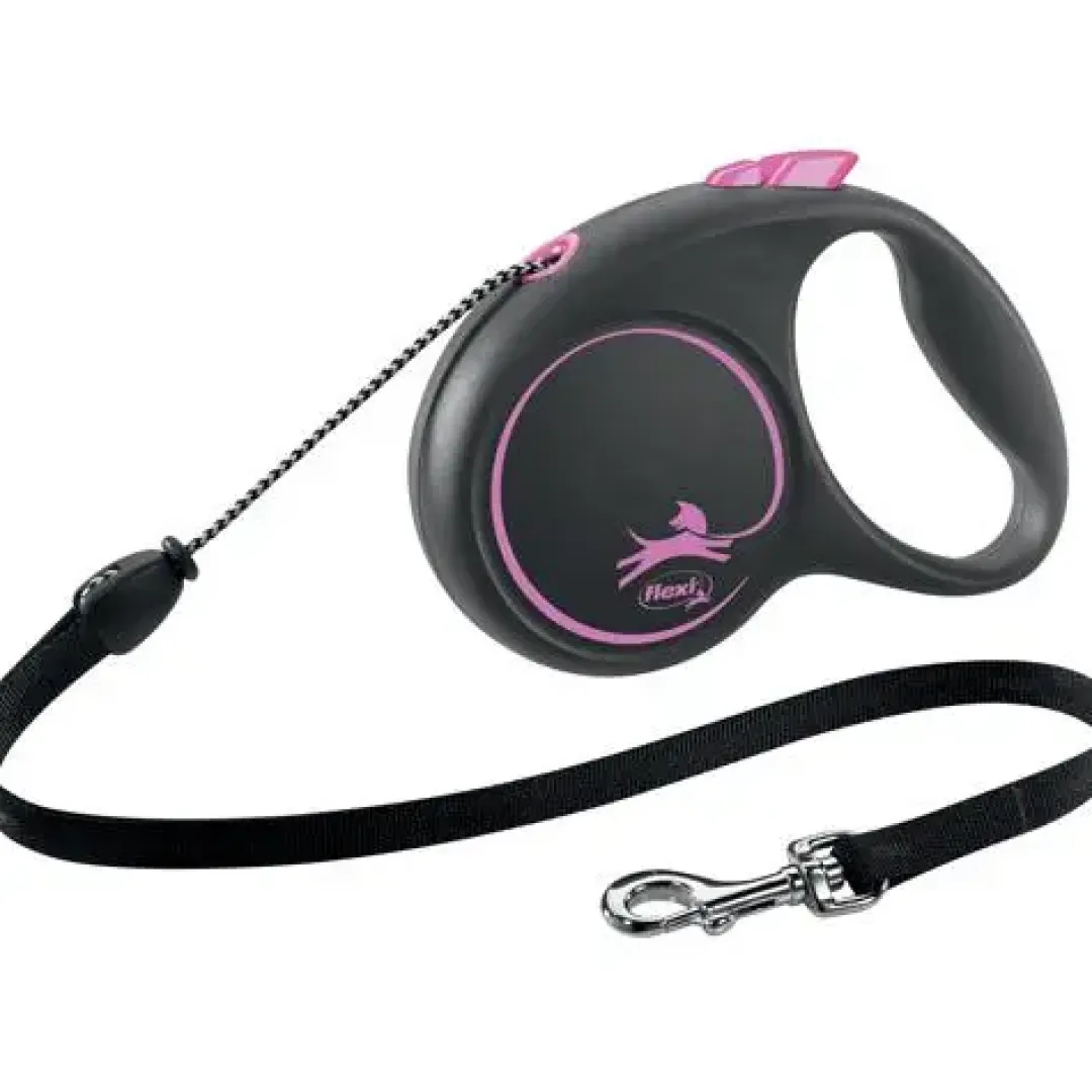 Flexi Hundesnor Flexi Black Design bånd M 5 meter 20 kg pink