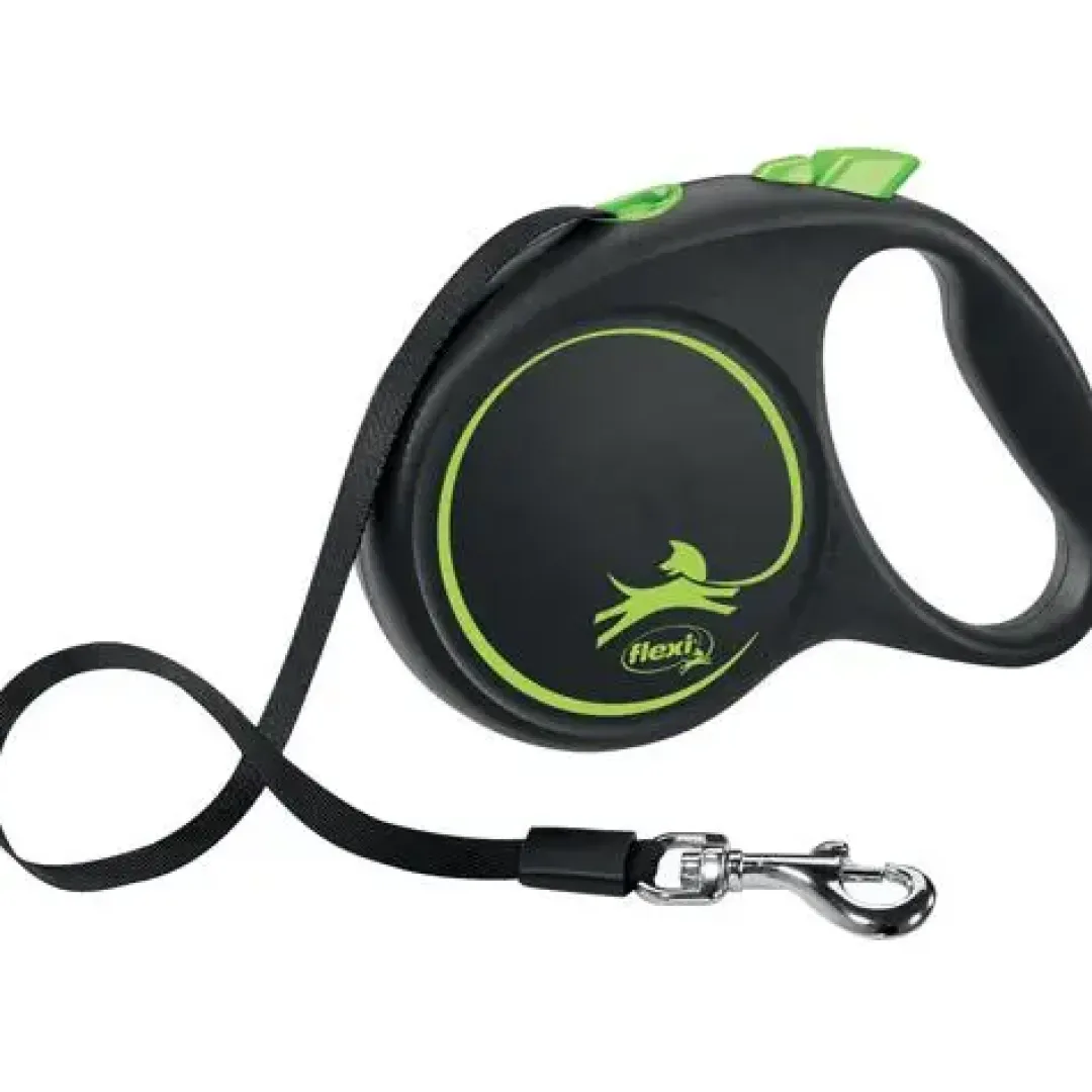 Flexi Hundesnor Flexi Black Design bånd M 5 meter 25 kg grøn