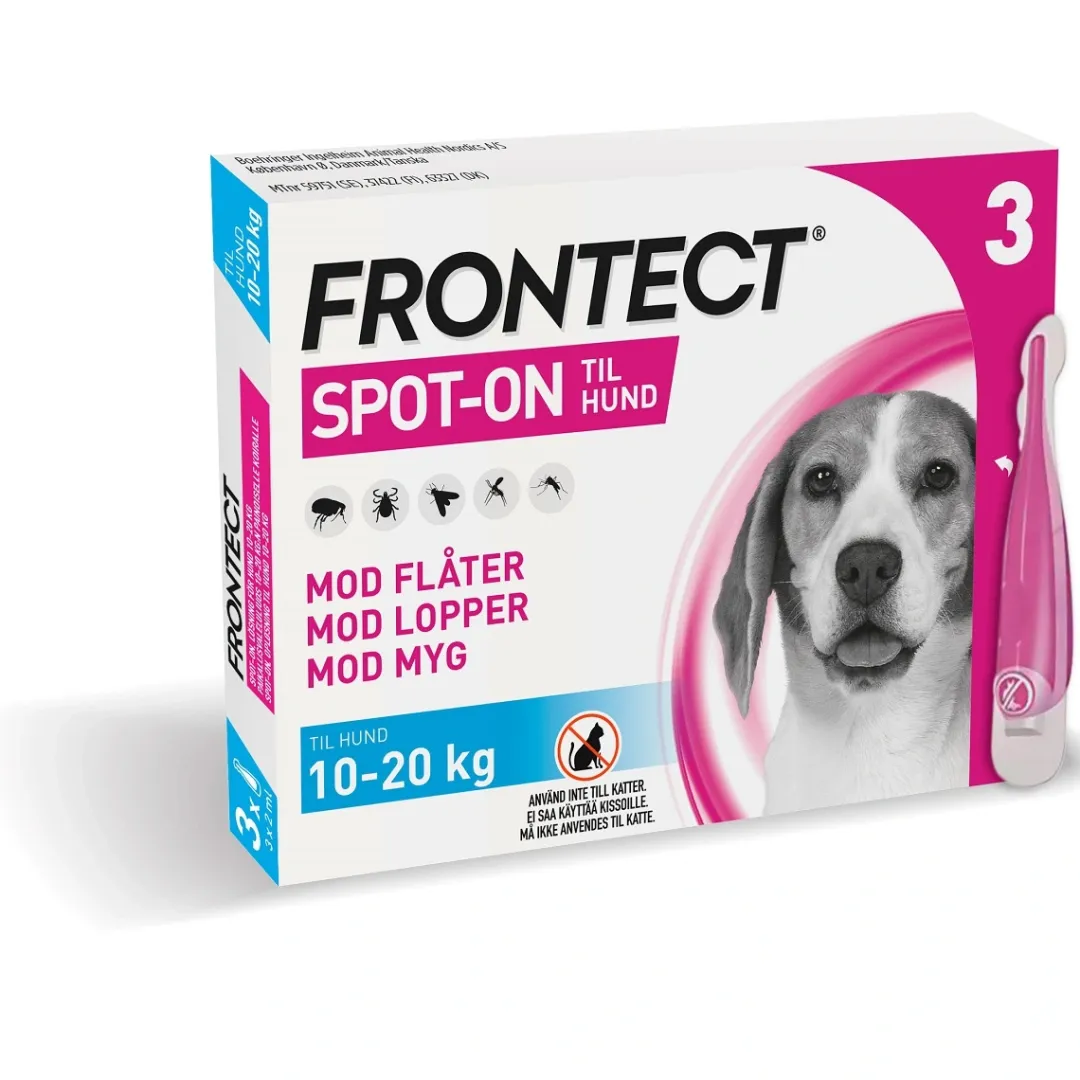 Frontline Frontect spot on 3 x 2 ml til hunde 10-20 kg - effektiv beskyttelse mod parasitter