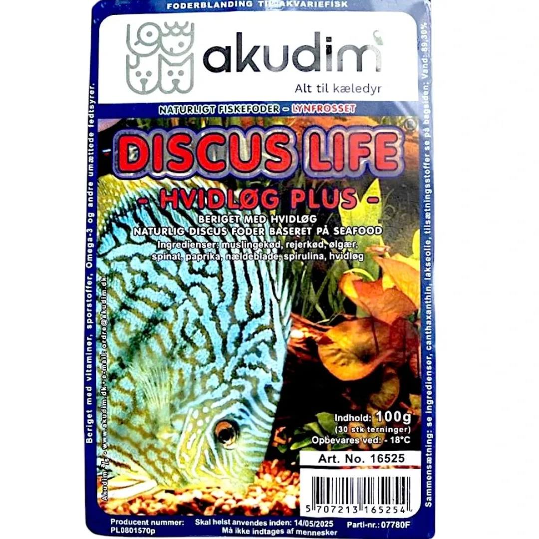 Frostfoder til Akvariefisk Frostfoder AK Discus LIFE hvidløg 100 g