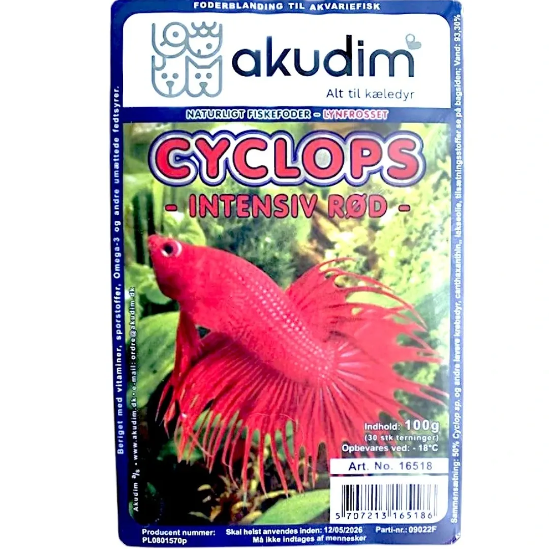 Frostfoder til Akvariefisk Frostfoder Cyclops Intensiv rød 100 g