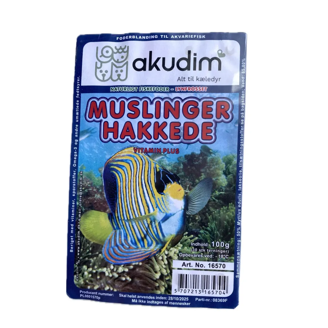Frostfoder til Akvariefisk Frostfoder Hakkede muslinger 100 g