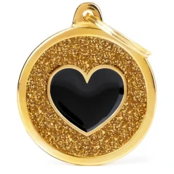 My Family Hundetegn Hundetegn My Family Shine cirkel med hjerte stor guld
