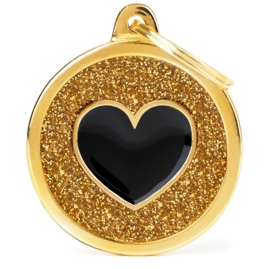 My Family Hundetegn Hundetegn My Family Shine cirkel med hjerte stor guld