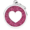 My Family Hundetegn Hundetegn My Family Shine cirkel med hjerte stor pink og hvid