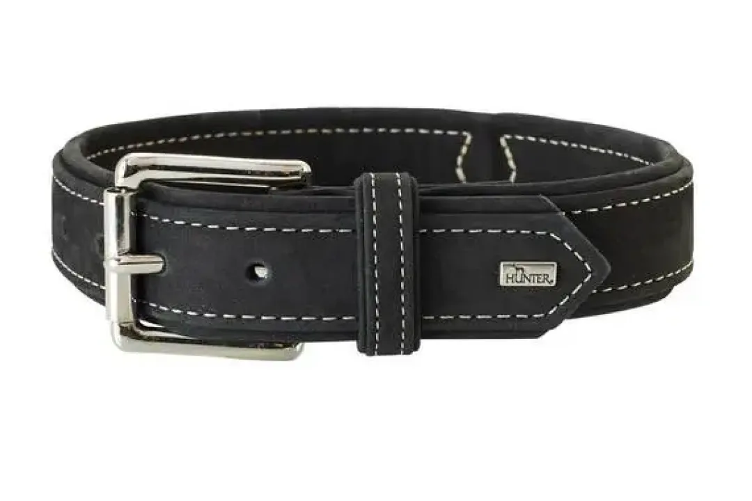 Hunter Hunting halsbånd str.55 Sort - justerbart hundehalsbånd (42 - 48 cm., B 3,5 cm.)