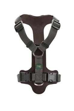 Hunter Mixed Aalborg læder hundesele S mørkebrun/grå hals 50-66 cm - komfort og støtte