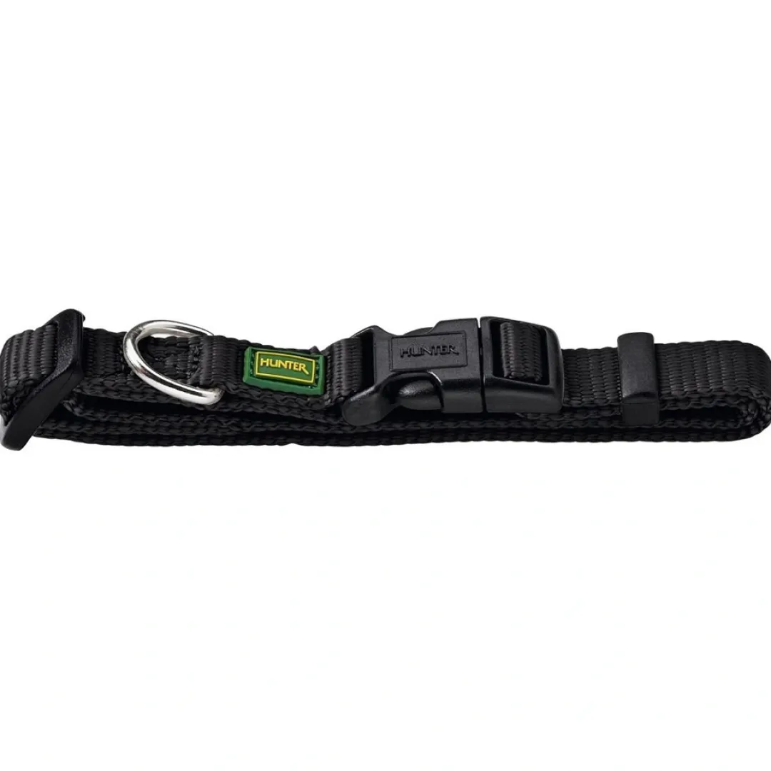 Hunter Vario Basic Halsbånd Sort S 22-35 cm - Komfortabelt nylonhalsbånd