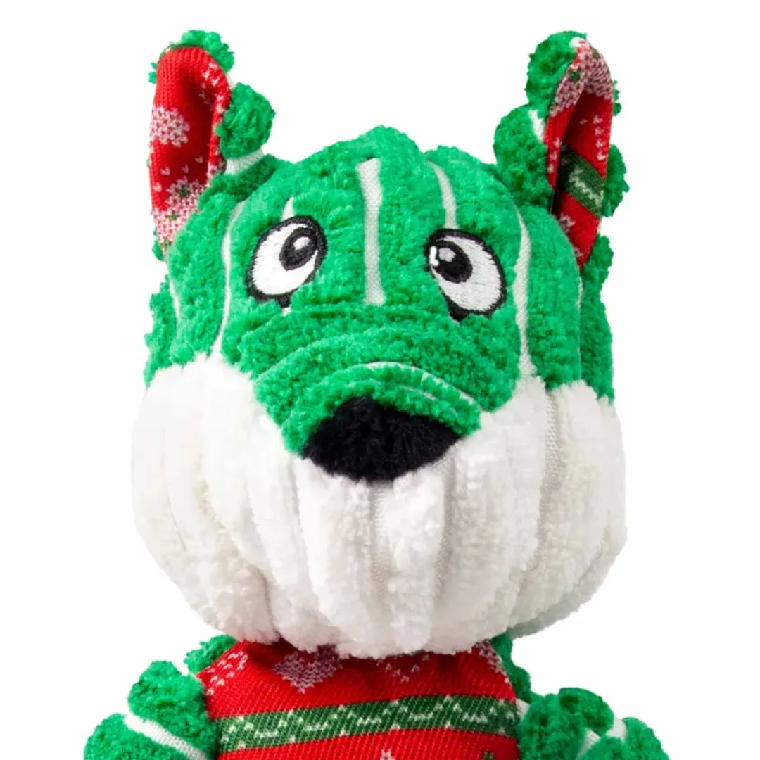 Kong Holiday Floppy Knots Fox S/M - et klassisk plys-hundelegetøj med reb og knuder, pivelyd og juletema.