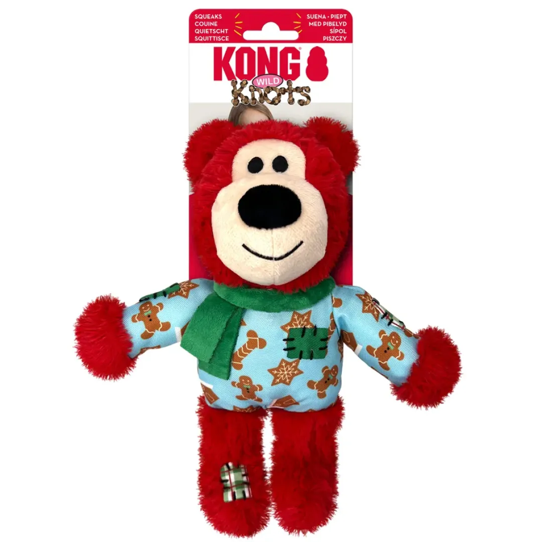 Kong Holiday Wild Knots Bear Mix M/L - jule hundelegetøj