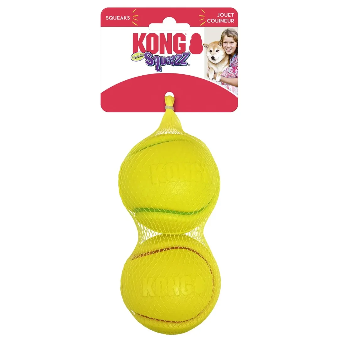 Kong Squeez Tennis 2 stk Ø 8 cm - sjove bolde med piv
