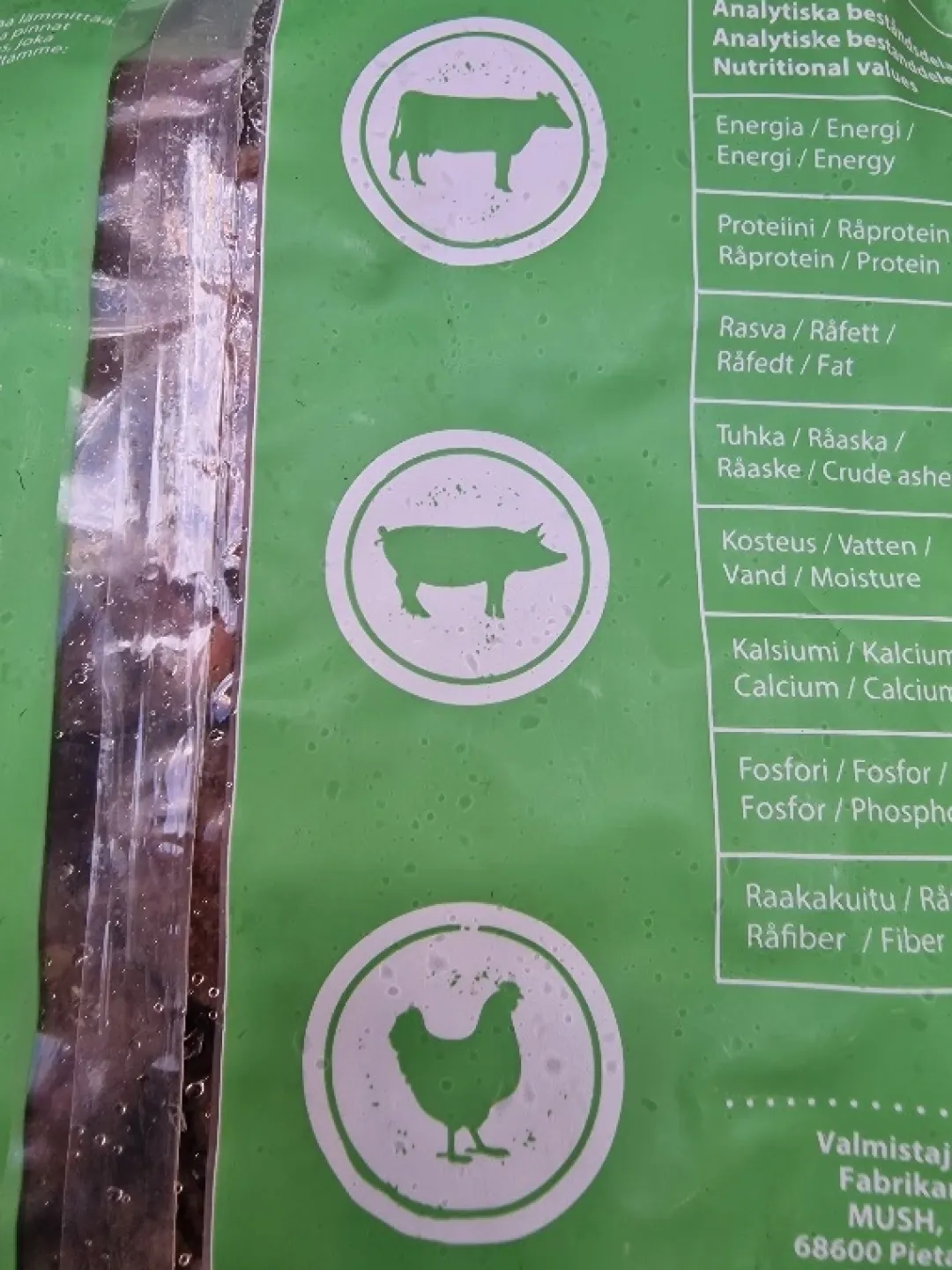 MUSH Vaisto Grøn Okse Gris Kylling 800 g - Naturligt hundefoder med kød og grønt