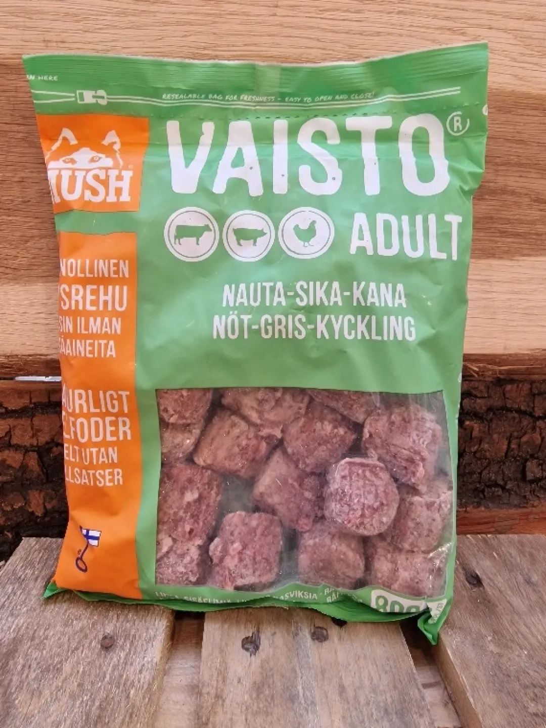 MUSH Vaisto Grøn Okse Gris Kylling 800 g - Naturligt hundefoder med kød og grønt