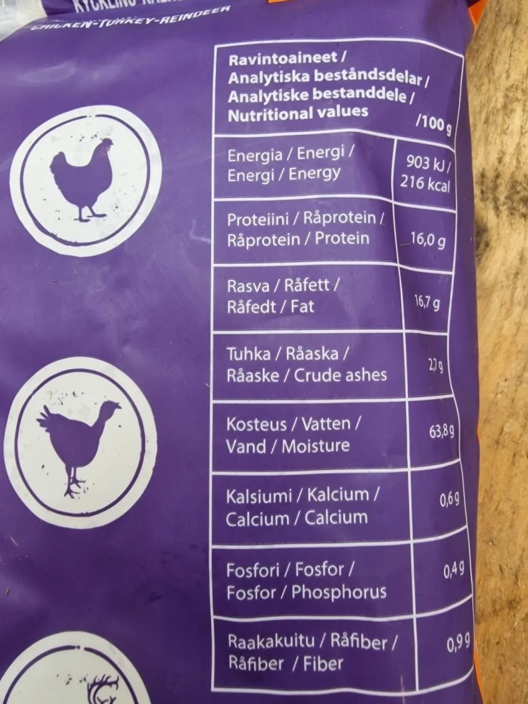 MUSH Vaisto Lilla Kylling Kalkun Rensdyr 800 g - Naturligt hundefoder