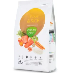 Natura Diet Super premium Hunde & kattefoder Natura Diet Fisk og Ris hundefoder 3 kg - Naturlig ernæring til hunde