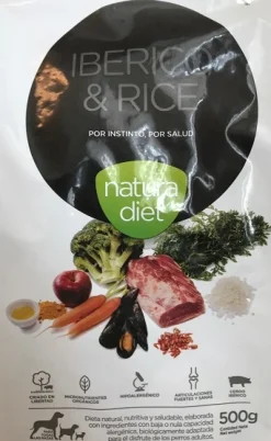 Natura Diet Super premium Hunde & kattefoder Natura Diet Iberico og Ris Hundefoder 500 g - Naturligt og allergivenligt