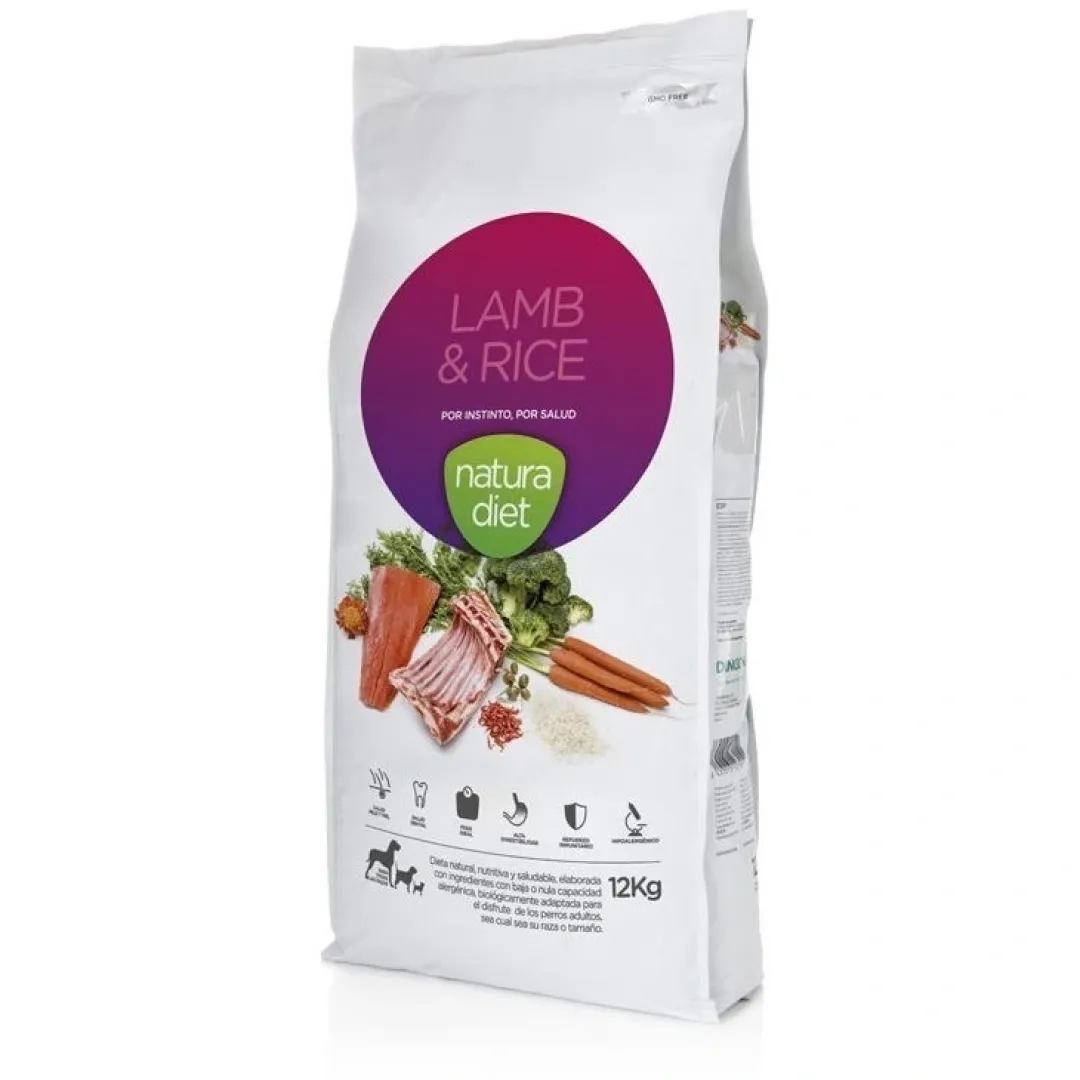 Natura Diet Super premium Hunde & kattefoder Natura Diet Lam og Ris Hundefoder 12 kg - Sundt foder