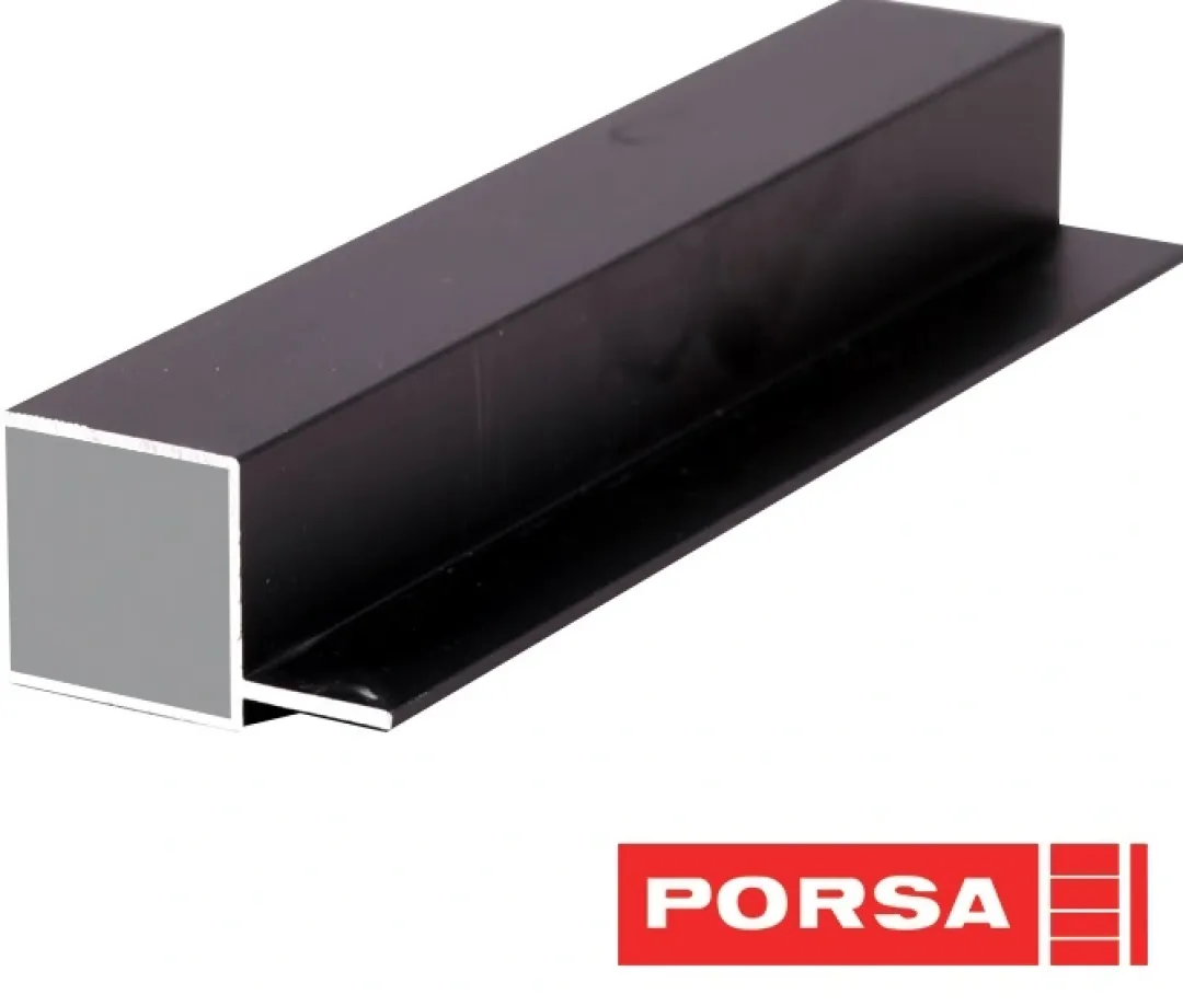 Porsa sort aluprofil firkantet med flig 55 cm.