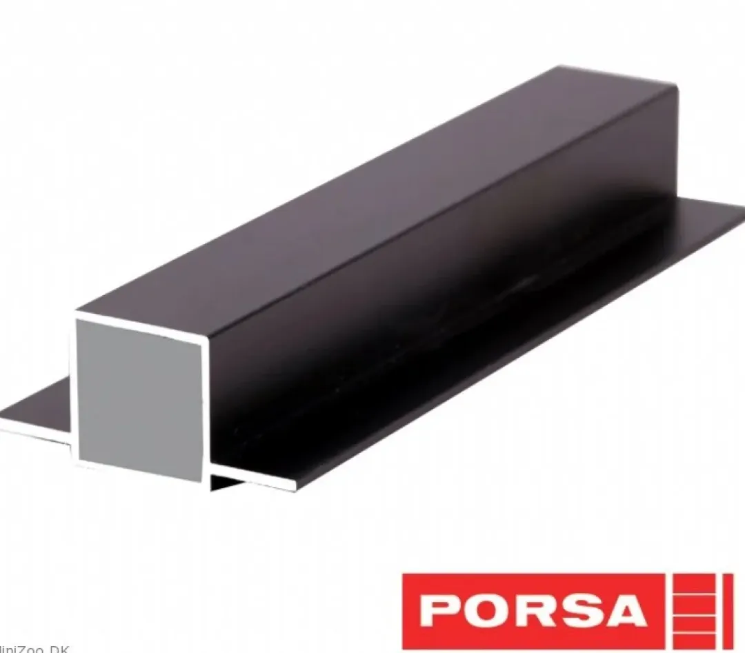 Porsa sort aluprofil med dobbelt flig 80 cm.