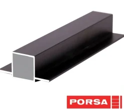 Porsa sort aluprofil med dobbelt flig 50 cm.