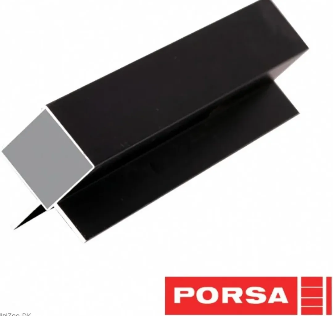 Porsa sort aluprofil med dobbelt vinkelflig 130 cm.