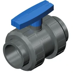 PVC kuglehane med dobbelt union 63 mm
