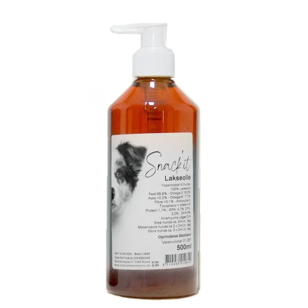 Snackit Kvalitetssnacks til hunde Snackit Lakseolie 500 ml