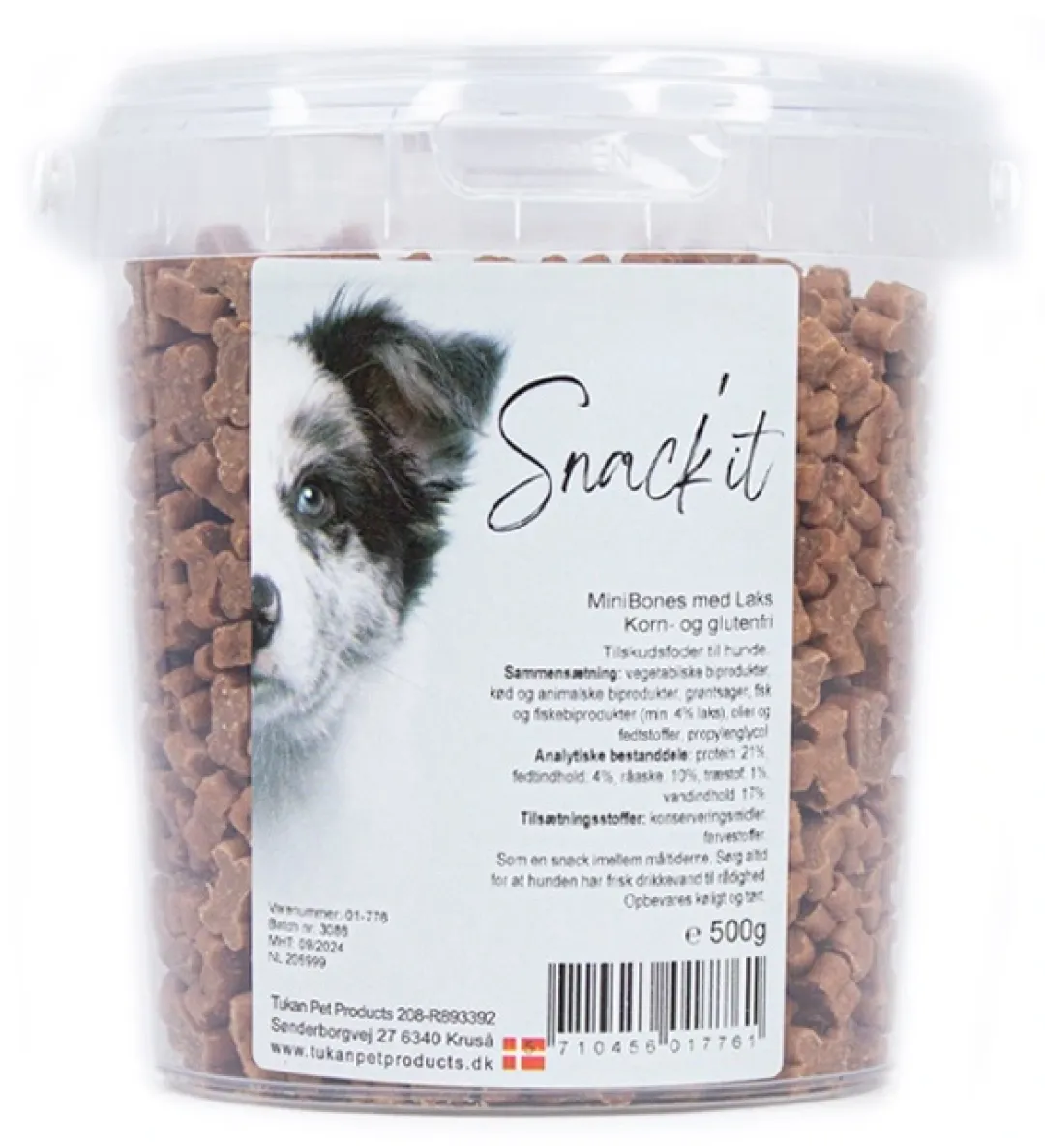 Snackit Kvalitetssnacks til hunde Snackit Semi-Moist Mini Bones med Laks 500 g - bløde hundesnacks