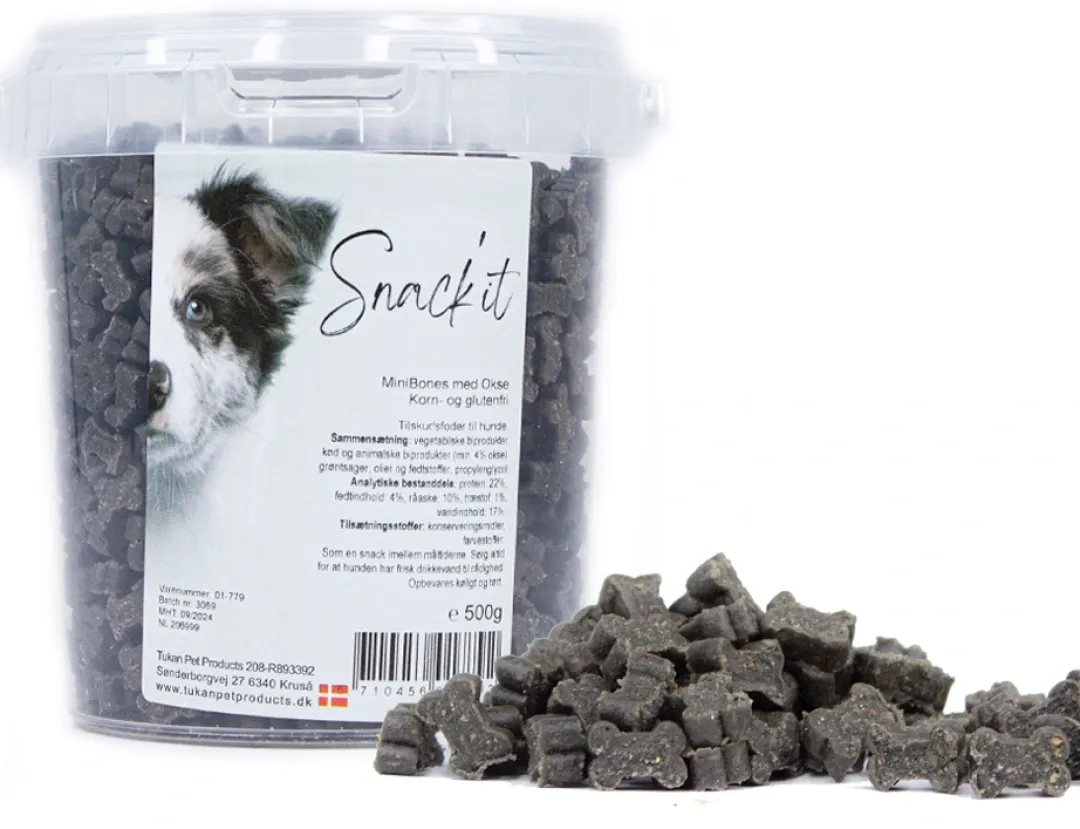 Snackit Kvalitetssnacks til hunde Snackit Semi-Moist Mini Bones med Okse 500 g - bløde hundesnacks