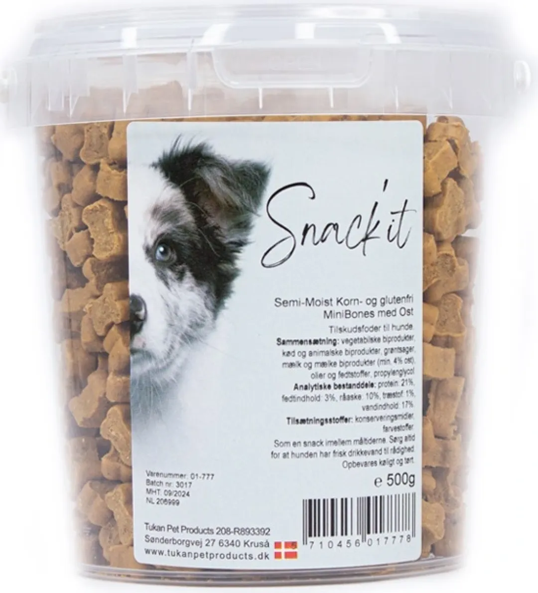 Snackit Kvalitetssnacks til hunde Snackit Semi-Moist Mini Bones med Ost 500 g - bløde hundesnacks