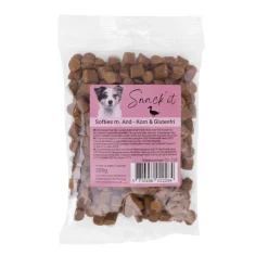 Snackit Kvalitetssnacks til hunde Softies med and hundesnacks 200 g - Blød belønning med fyldig smag