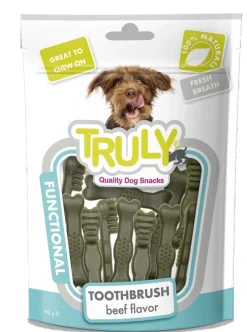 Truly Katte og Hundesnack Truly Dog Dental Toothbrush Beef Flavour 90 g - tandbørste-snacks med Bøf